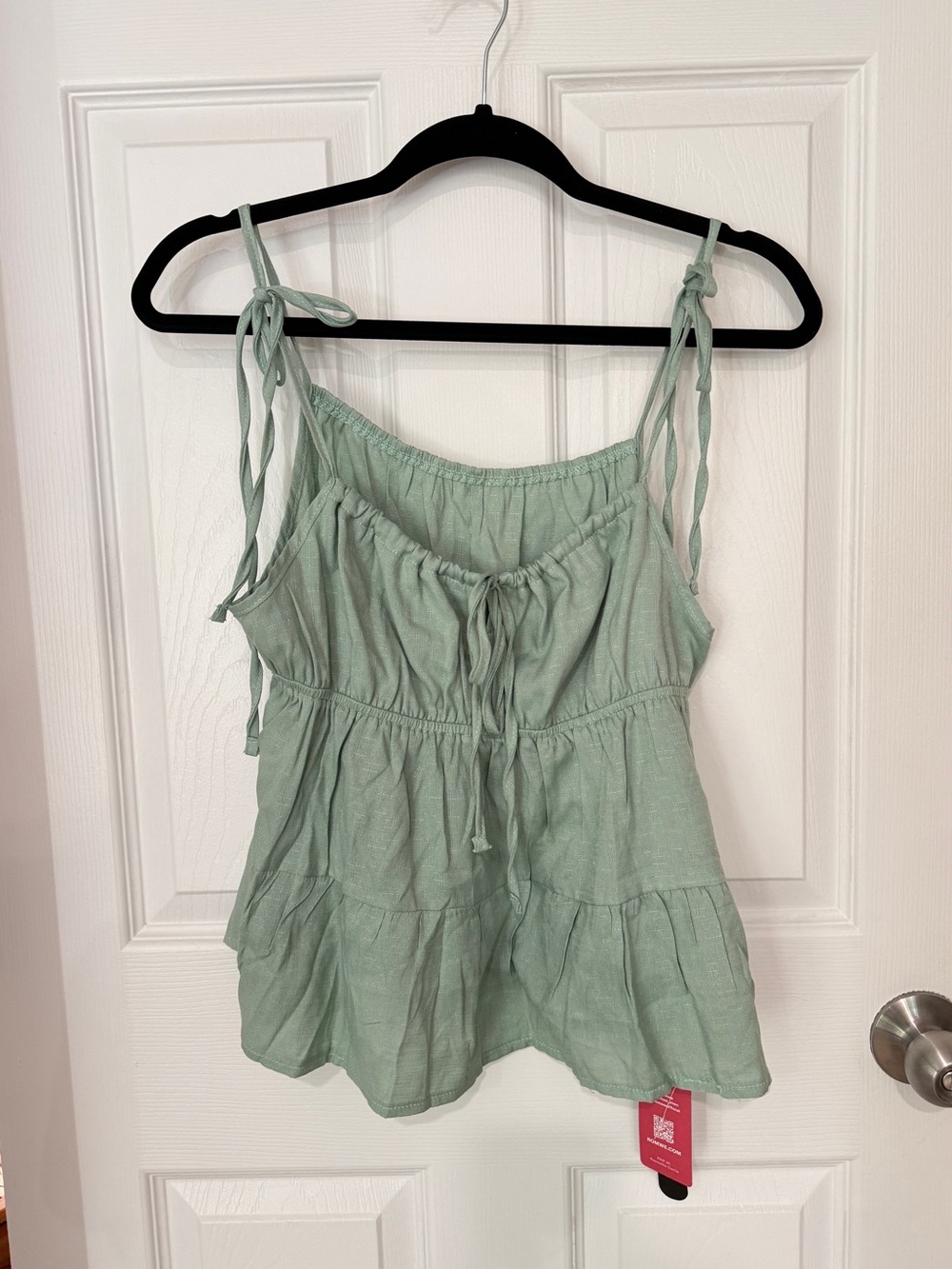 ROMWE Sage Green Tie-Strap Tiered Camisole